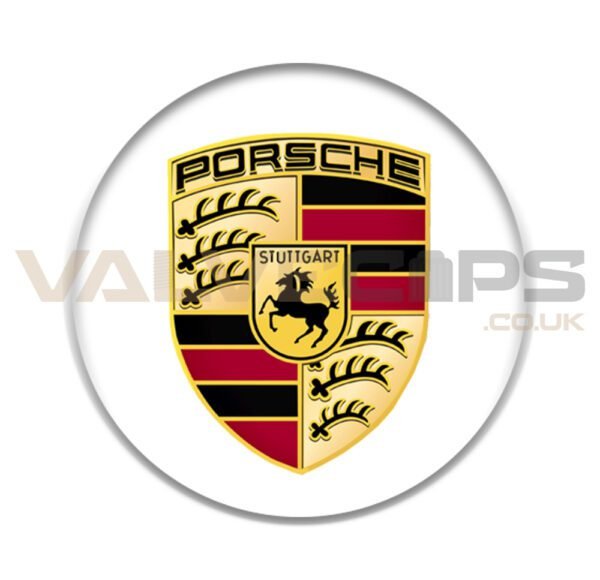 Porsche White Valve Cap Emblem