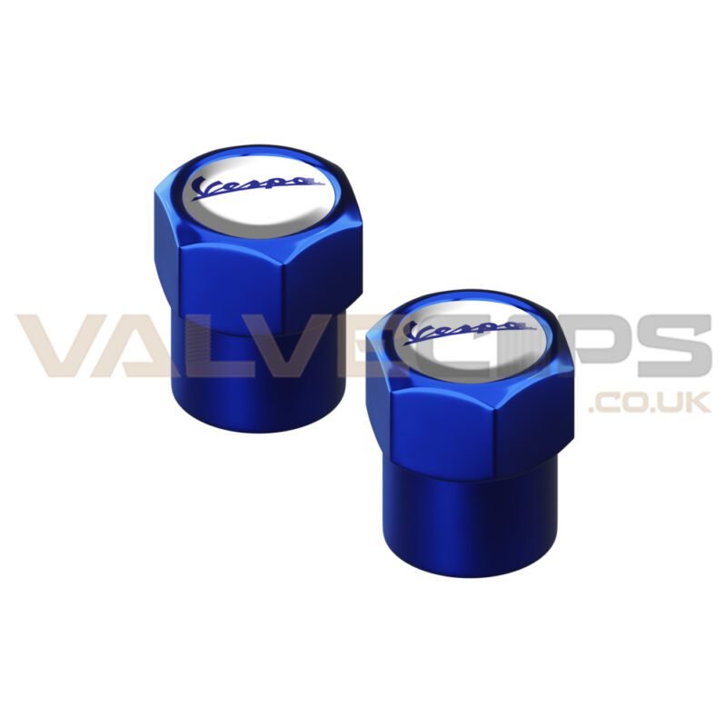 Vespa Blue Anodised Valve Caps