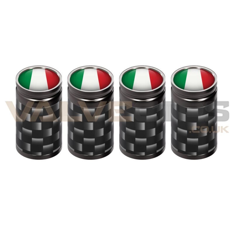 Italian Tricolour Carbon Fibre Valve Caps