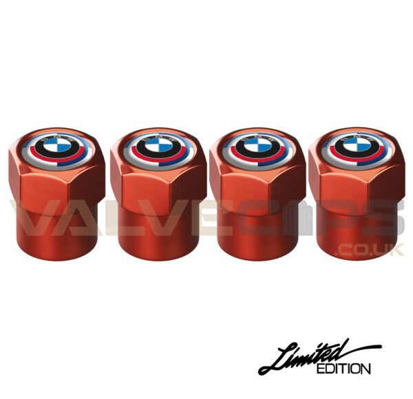 Limited Edition Red BMW 50 Jahre Valve Caps