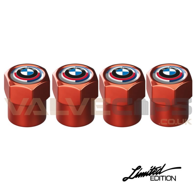 Limited Edition Red BMW 50 Jahre Valve Caps