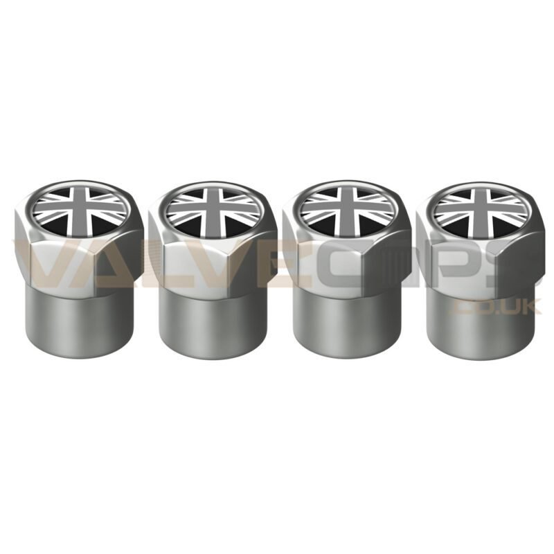 Chrome Union Jack Mono Valve Caps